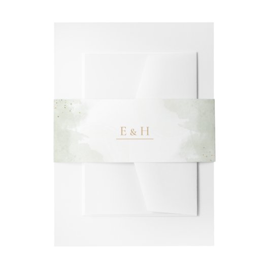 Sage green gold watercolour elegant wedding  招待状ベリーバンド (正面例)