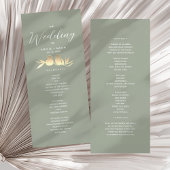 Sage Green Gold Wedding Ceremony プログラム