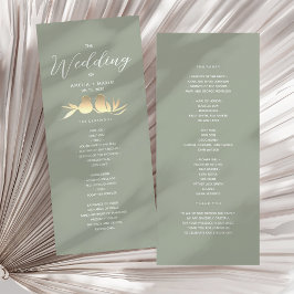 Sage Green Gold Wedding Ceremony プログラム