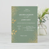 Sage Green & Gold Wedding Invitation 招待状 (スタンド正面)