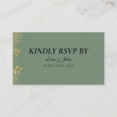 Sage Green Gold Wedding QR Code RSVP エンクロージャーカード (裏面)