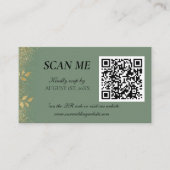 Sage Green Gold Wedding QR Code RSVP エンクロージャーカード (正面)