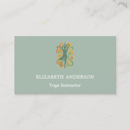 Sage green gold Yoga pose Instructor 名刺 (正面)
