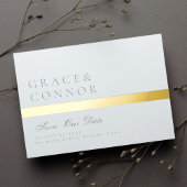 Sage Green Goldenストライプ Photo Save The Date 箔招待状