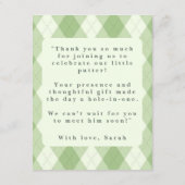 Sage Green Golf Baby Shower サンキューカード (裏面)