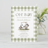 Sage Green Golf Boy Baby Shower Invitation 招待状 (スタンド正面)