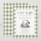 Sage Green Golf Boy Baby Shower Invitation 招待状 (正面/裏面)