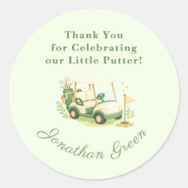 Sage Green Golf Cart Baby Shower Favor ラウンドシール