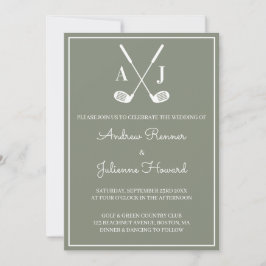 Sage Green Golf Wedding 招待状