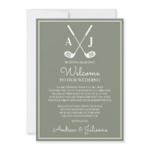 Sage Green Golf Wedding Welcome Note