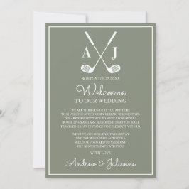 Sage Green Golf Wedding Welcome Note 招待状