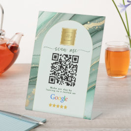 Sage Green GoogleレビュービジネスリンクQRコード 台座サイン