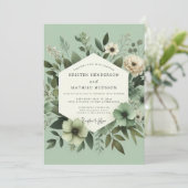 Sage Green Graceful Botanical Wedding 招待状 (スタンド正面)