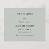 Sage Green Graduation Party Save the Date card (裏面)