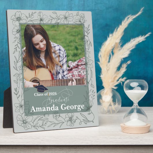 Sage Green Graduation Photo Keepsake Class of 2026 フォトプラーク (側面)