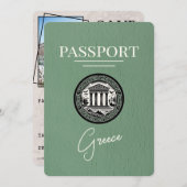 Sage Green Greece Passport日付カードの保存 セーブザデート (正面/裏面)