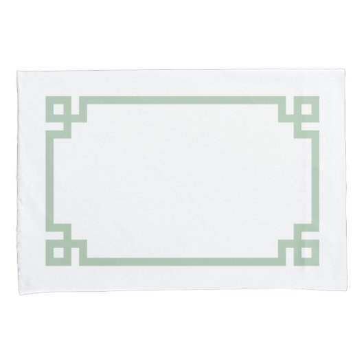 Sage Green Greek Key Border Standard 枕カバー (正面右)