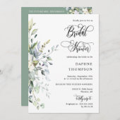 Sage Green GreeneryブライダルシャワーQRコードフォト 招待状 (正面/裏面)