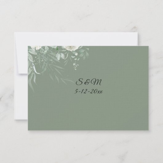 Sage Green Greenery Calligraphy RSVP Card (裏面)