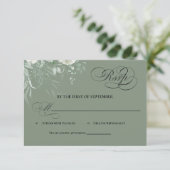Sage Green Greenery Calligraphy RSVP Card (スタンド正面)