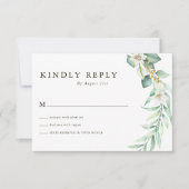 Sage Green Greenery Foliage Wedding RSVP Cards (正面)
