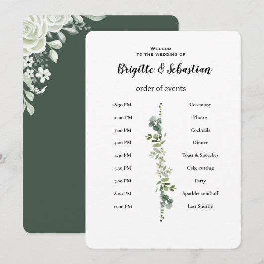 Sage Green | Greenery Gold Wedding Invite 招待状 (正面/裏面)