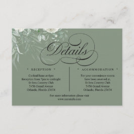 Sage Green Greenery Wedding Calligraphy Details エンクロージャーカード