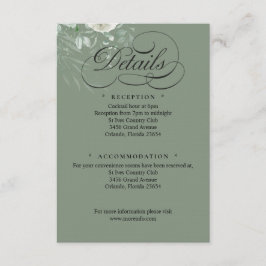 Sage Green Greenery Wedding Calligraphy Details エンクロージャーカード