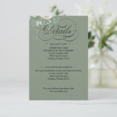 Sage Green Greenery Wedding Calligraphy Details エンクロージャーカード (スタンド正面)
