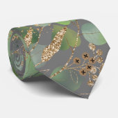 SAGE GREEN GREY BOTANICAL MENS TIE ネクタイ (ロール)