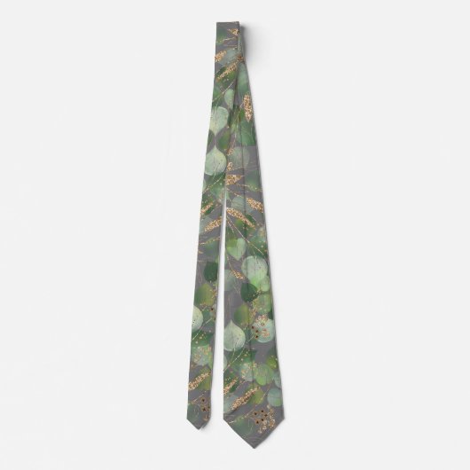 SAGE GREEN GREY BOTANICAL MENS TIE ネクタイ (裏面)
