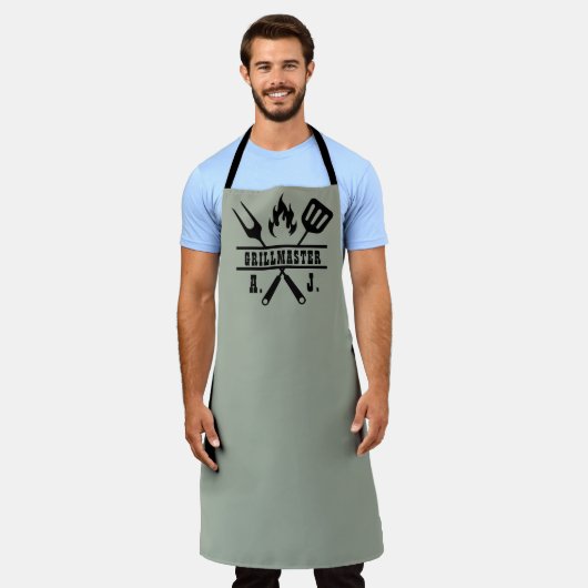 Sage Green Grillmaster BBQ Apron エプロン (着用した状態)