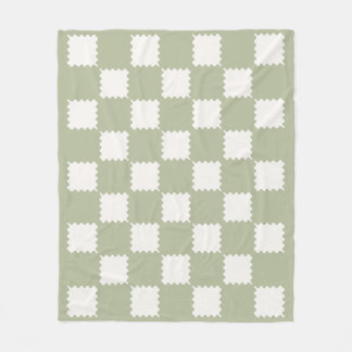 Sage Green Groovyチェックパター市松模様にン フリースブランケット