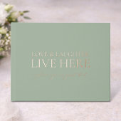 Sage Green Guest Book with Real Gold Foil ゲストブック