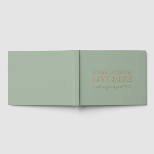 Sage Green Guest Book with Real Gold Foil ゲストブック (全面)