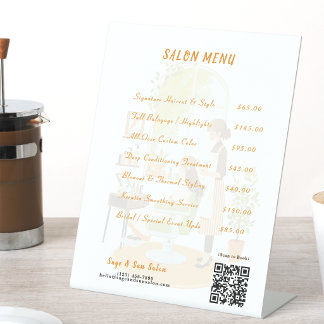 Sage Green Hair Salon Price List Menu Acrylic 台座サイン