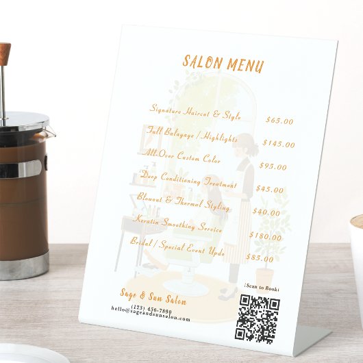 Sage Green Hair Salon Price List Menu Acrylic 台座サイン