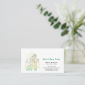Sage Green Hair Stylist Illustrator Appointment& 名刺 (スタンド正面)