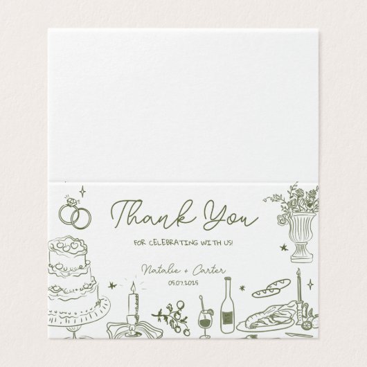 Sage Green Hand Drawnお洒落's Thank You (外部フラット)