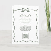 Sage Green Hand Drawn Bow QR Code Photo Wedding 招待状 (裏面)
