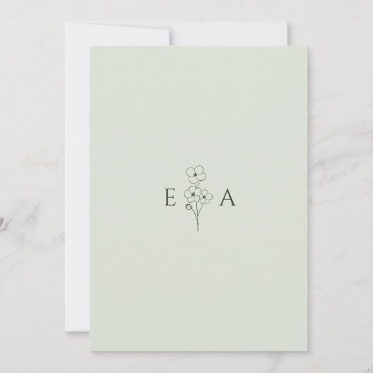 Sage Green Hand Drawn Floral Botanical Wedding 招待状 (裏面)