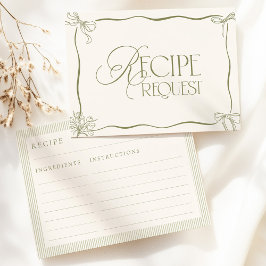 Sage Green Hand Drawn Floral Recipe Request Card エンクロージャーカード