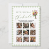 Sage Green Hand Drawn How Old Was The Bride Game 招待状 (正面)