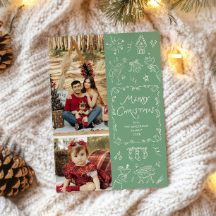 Sage Green Hand Drawn Icons Christmas 2写真 シーズンカード
