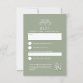 Sage green hand drawn leaf monogram RSVP 結婚's (裏面)