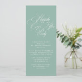 Sage Green Happily Ever After ウェディングレセプション 招待状 (スタンド正面)
