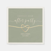  sage green Happily Ever After パーティー ウェディング ナプキン スタンダードカクテルナプキン (正面)