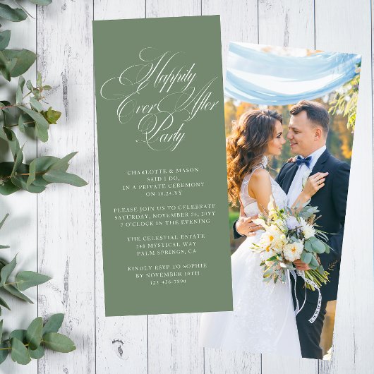 Sage Green Happily Ever After レセプション 招待状