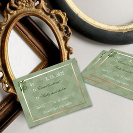 Sage Green Harlequin Wedding RSVP – レスポンスインサート 箔シーズンポストカード