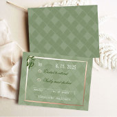 Sage Green Harlequin Wedding RSVP – レスポンスインサート 箔シーズンポストカード